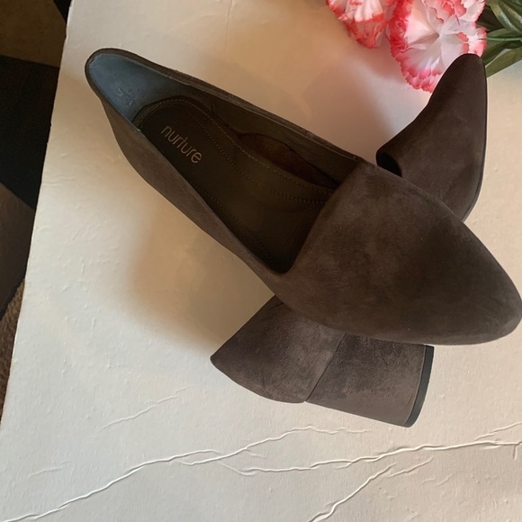 Nurture Taupe Faux Suede Slip on Heels - Picture 4 of 4